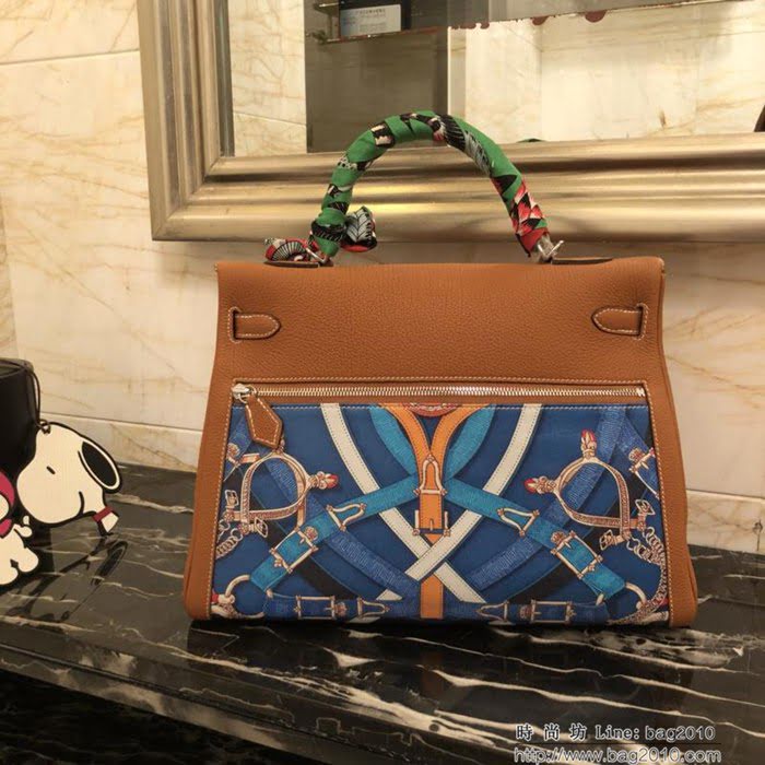 HERMES愛馬仕 凱莉包 hermes Kelly35cm手工縫製 獨立圖案安全大牌 手提包  Ama1051